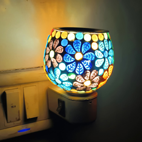 Electric Mosaic Kapoor Dani for Home & Office Multipurpose Night Lamp Incense Burner Incense Burner Steel Camphor Aroma Diffuser Fragrance