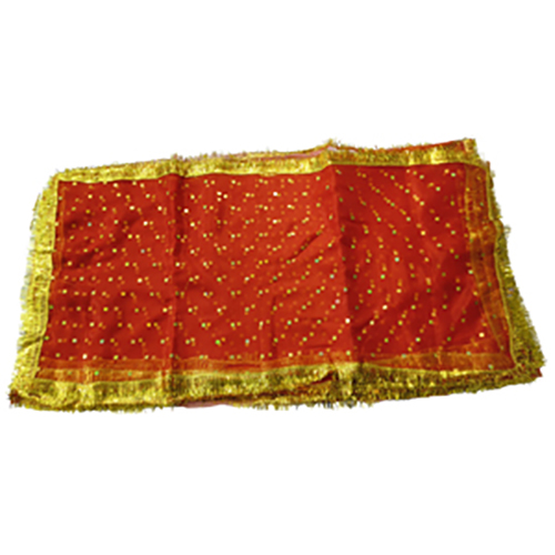 Mata Rani Chunri Maa Durga Navratri Chunri for Puja Jagran/Laxmi Ji Chunni Golden Frill Border chunri pack of 2