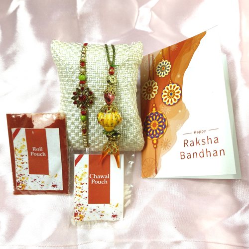 Rakhi for Brother Lumba Rakhi for Bhabhi with Roli Chawal Pack Rakhi for Bhaiya, Bhai