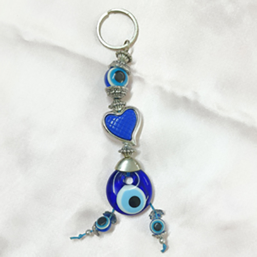 Turkish Blue Heart Shaped Evil Eye Keyring for Bike/Car & Purse/Bag