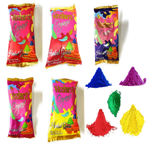 Natural & Organic Holi Colors, Gulal Holi Colors for Family, Party, Silky, Soft & Skin Friendly, Non Toxic & Non Irritant, 100% Safe Holi Colour for Holi Pack of 5
