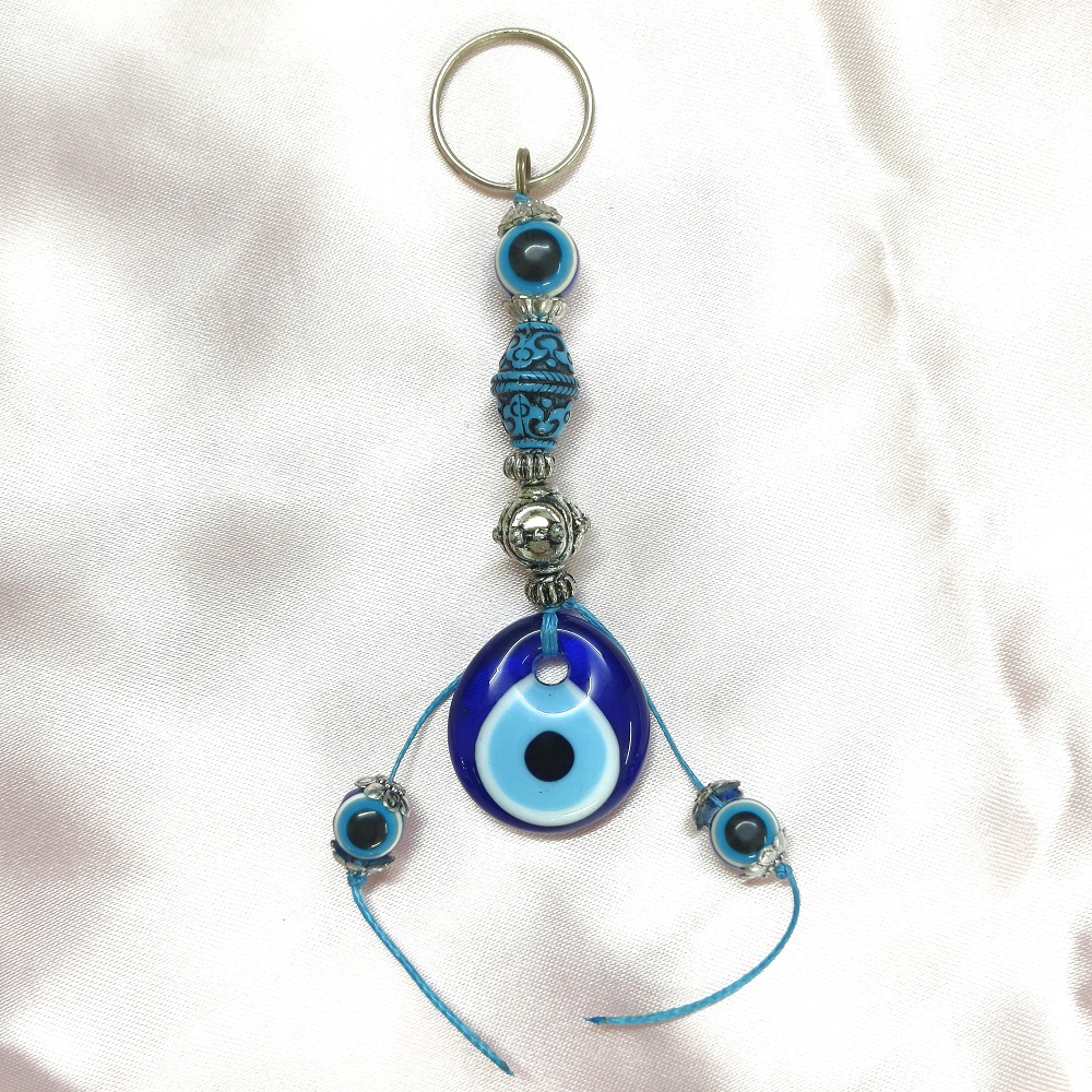 Turkish Blue Lucky Charm Evil Eye Keyring for Bike/Car & Purse/Bag