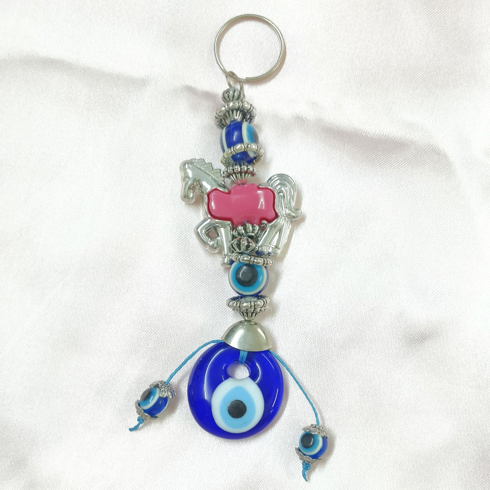 Turkish Blue Horse Shaped Evil Eye Keyring for Bike/Car & Purse/Bag